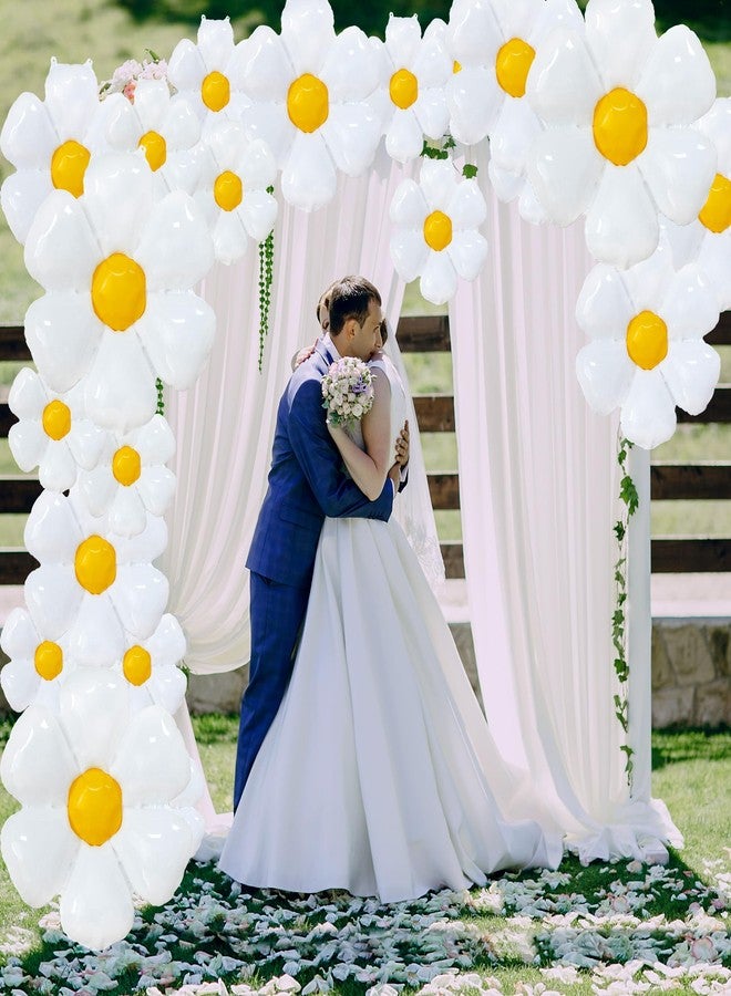 EUVBOKW 21PCS Daisy Balloons,White Foil Flower Balloons Set for Groovy Baby Shower Birthday Wedding Spring Party Decorations Supplies(3 Large,6 Medium,12 Small) - Image 5